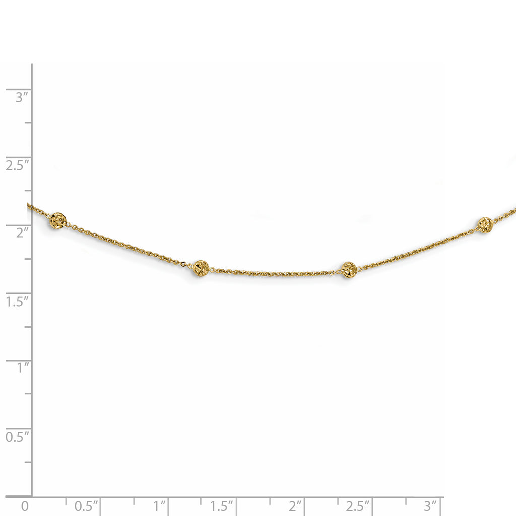 Sophia Jewelers 14K Gold Polished Diamond-Cut Beaded Necklace