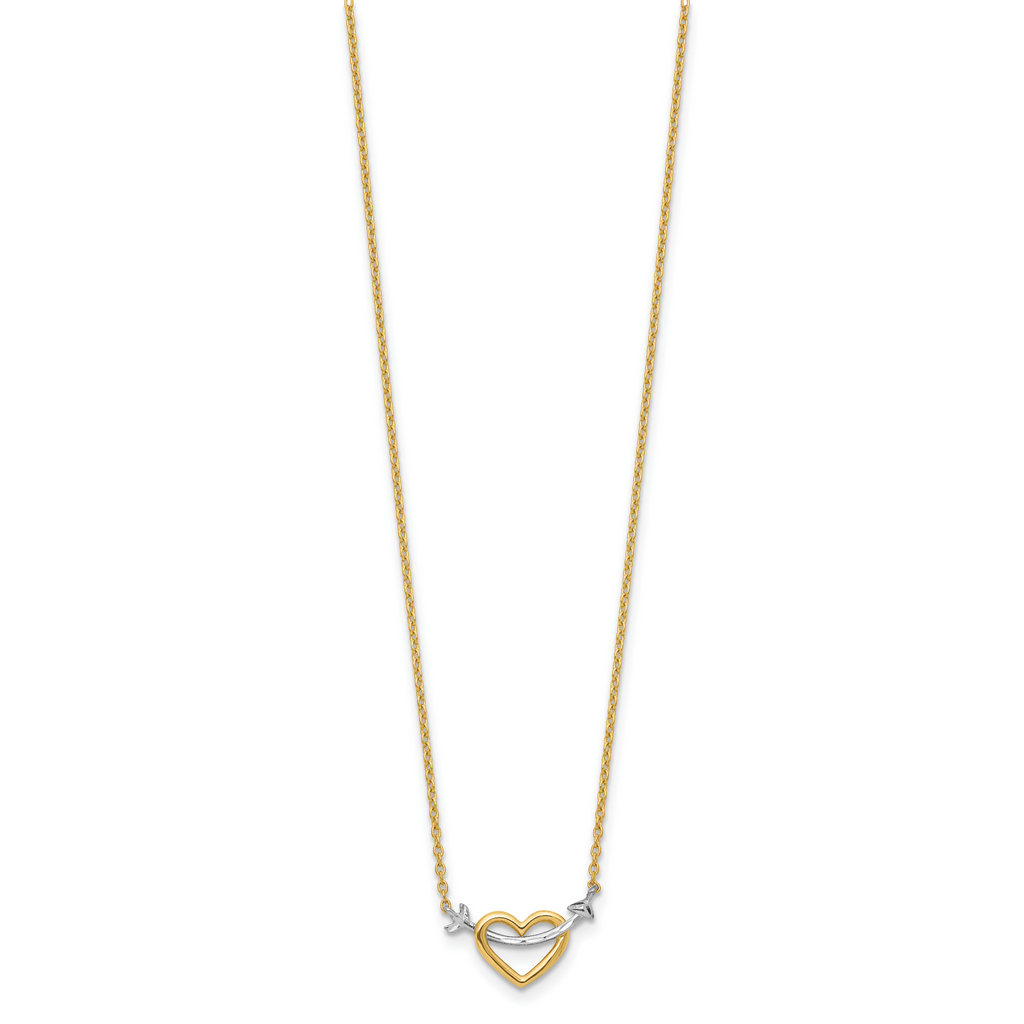 Sophia Jewelers 14K Gold Rhodium Heart Necklace with Diamond-Cut Elegance