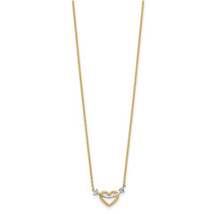 Sophia Jewelers 14K Gold Rhodium Heart Necklace with Diamond-Cut Elegance - 17