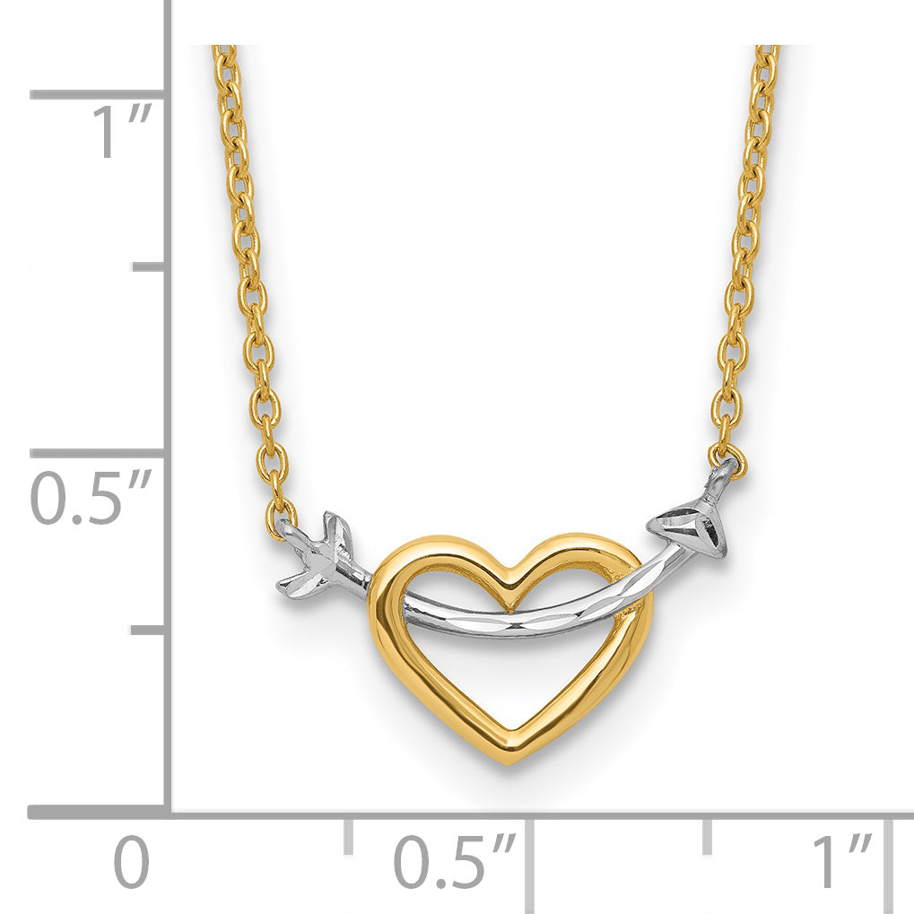 Sophia Jewelers 14K Gold Rhodium Heart Necklace with Diamond-Cut Elegance