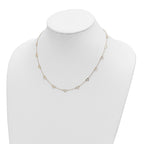 14K Gold Heart Link Necklace with Polished Open Hearts and 17-Station Design