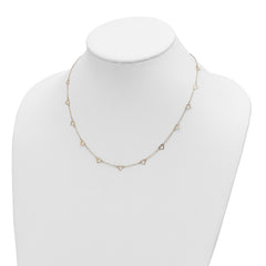 14K Gold Heart Link Necklace with Polished Open Hearts and 17-Station Design