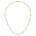 14K Gold Heart Link Necklace with Polished Open Hearts and 17-Station Design