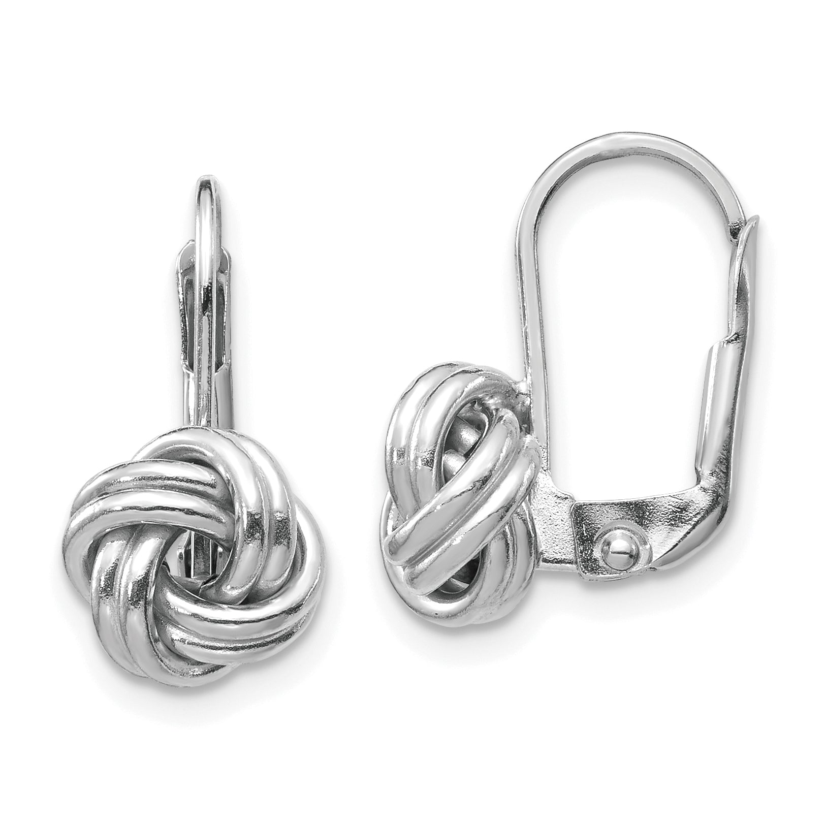 14k White Gold Polished Love Knot Leverback Earrings Main image