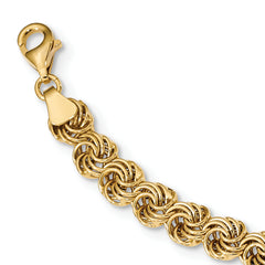 14K Gold Fancy Link Necklace with Polished Finish for Women, 17.5in