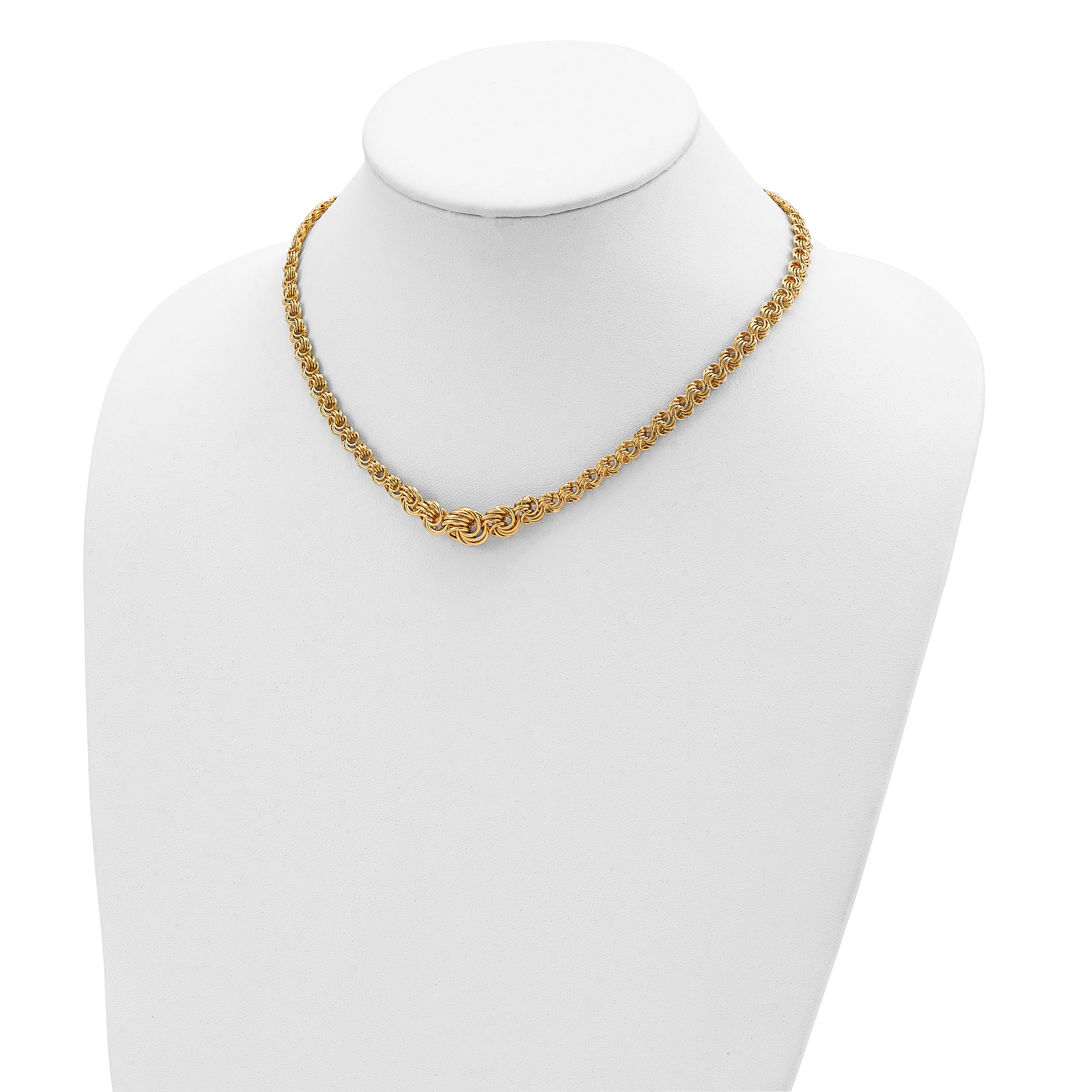 14K Gold Fancy Link Necklace with Polished Finish for Women, 17.5in