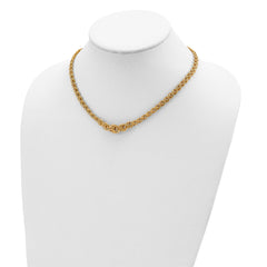 14K Gold Fancy Link Necklace with Polished Finish for Women, 17.5in