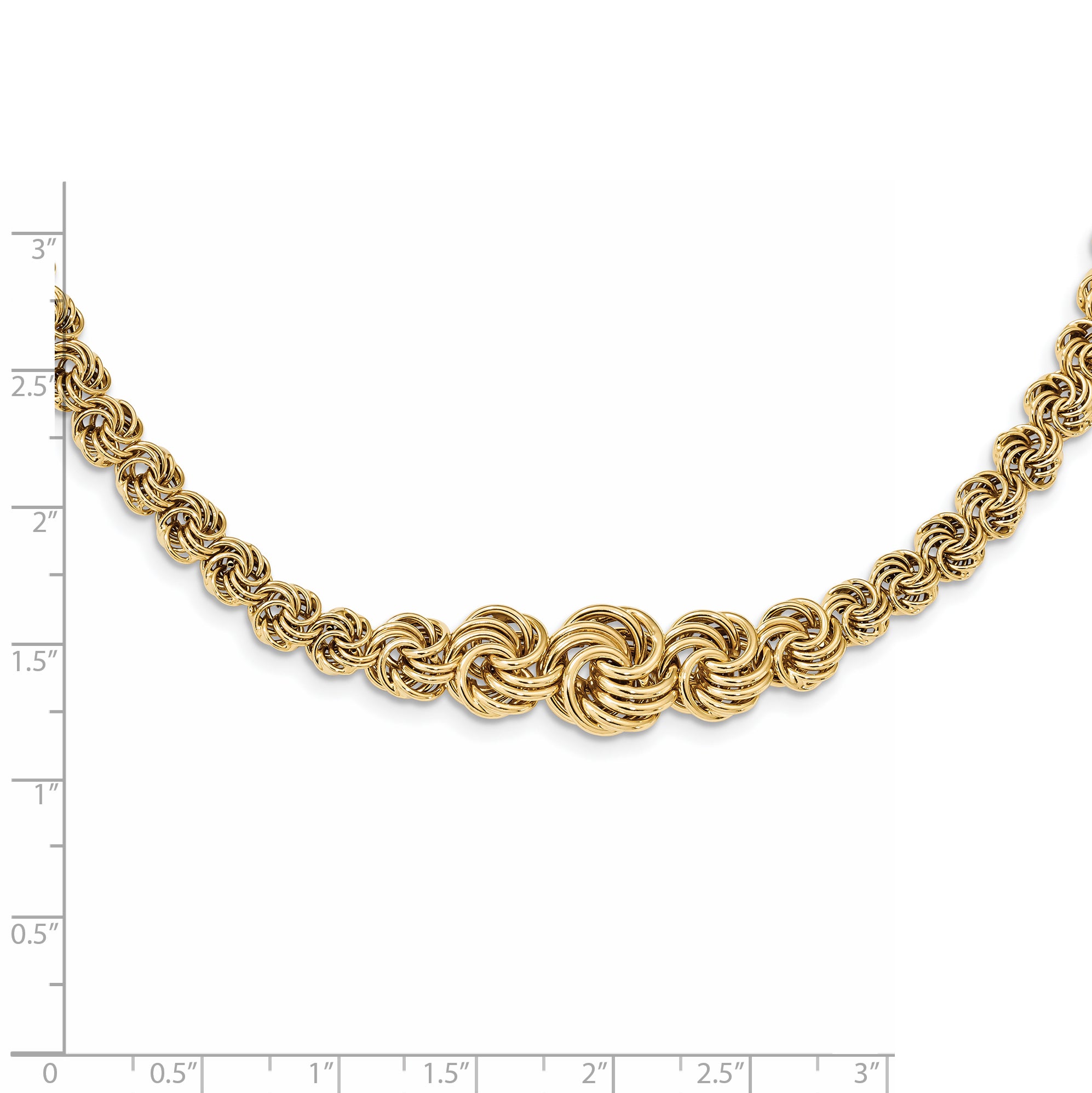 14K Gold Fancy Link Necklace with Polished Finish for Women, 17.5in