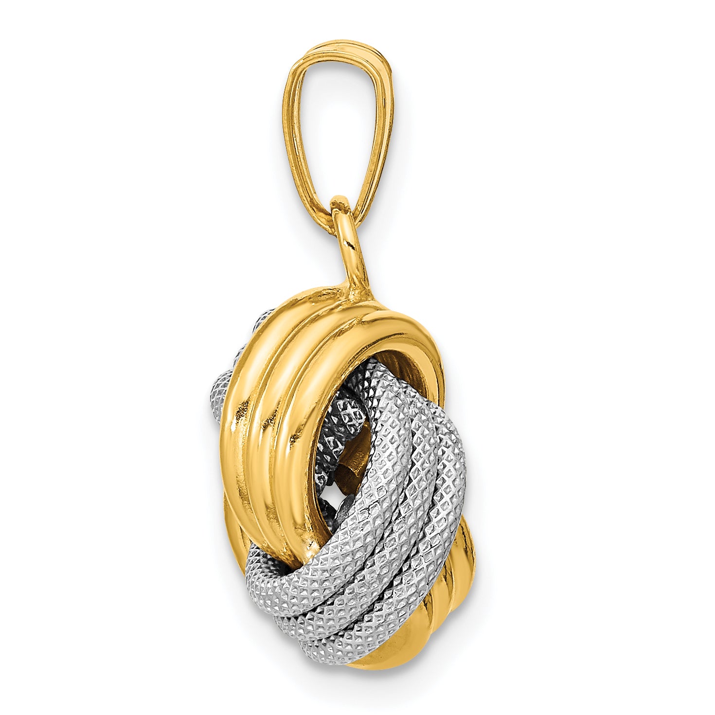 14K Two-Tone Polished Textured Love Knot Pendant Secondary image
