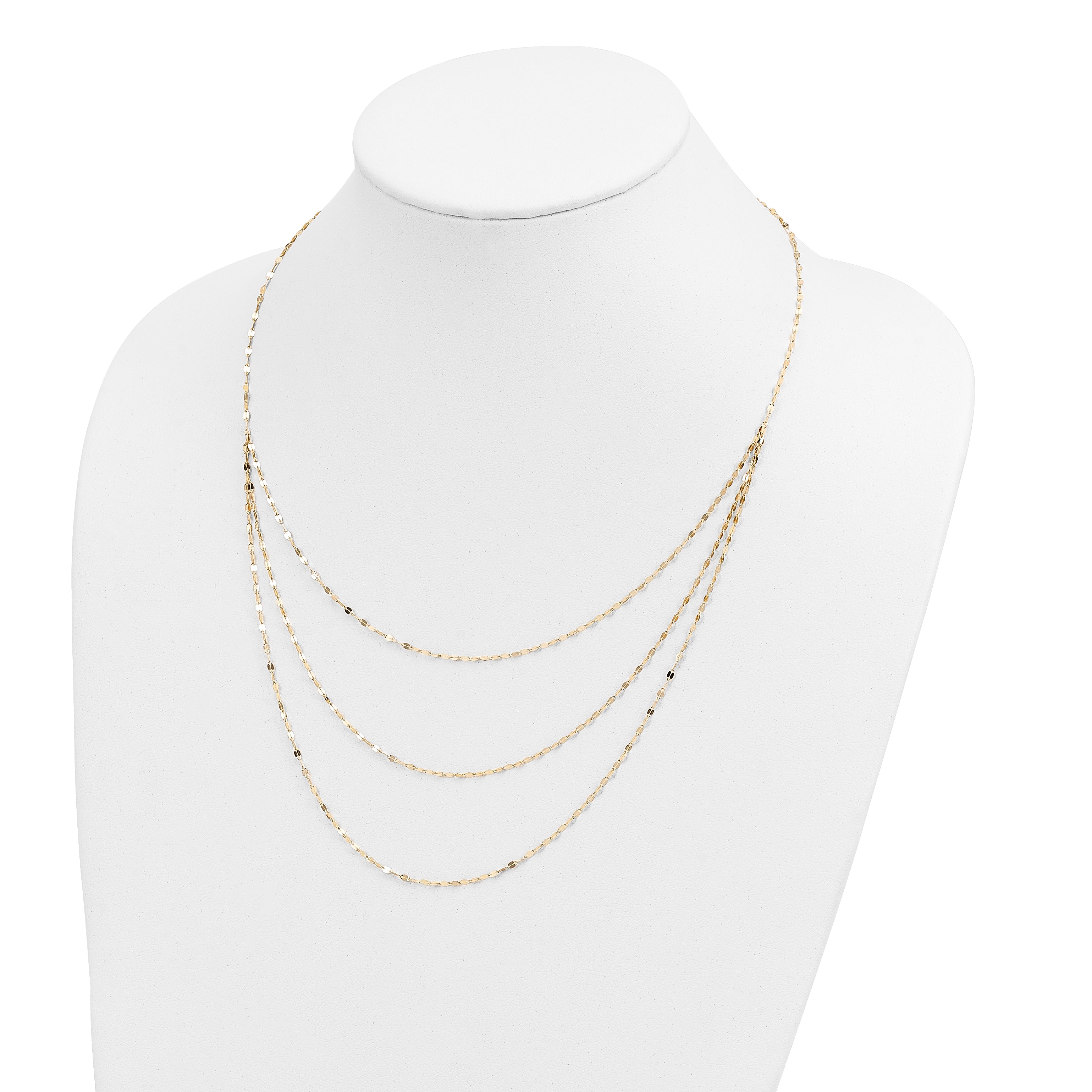 Polished Triple-Strand Bib Necklace in 14K Yellow Gold