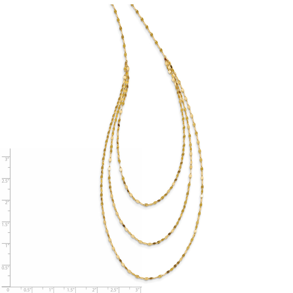 Polished Triple-Strand Bib Necklace in 14K Yellow Gold