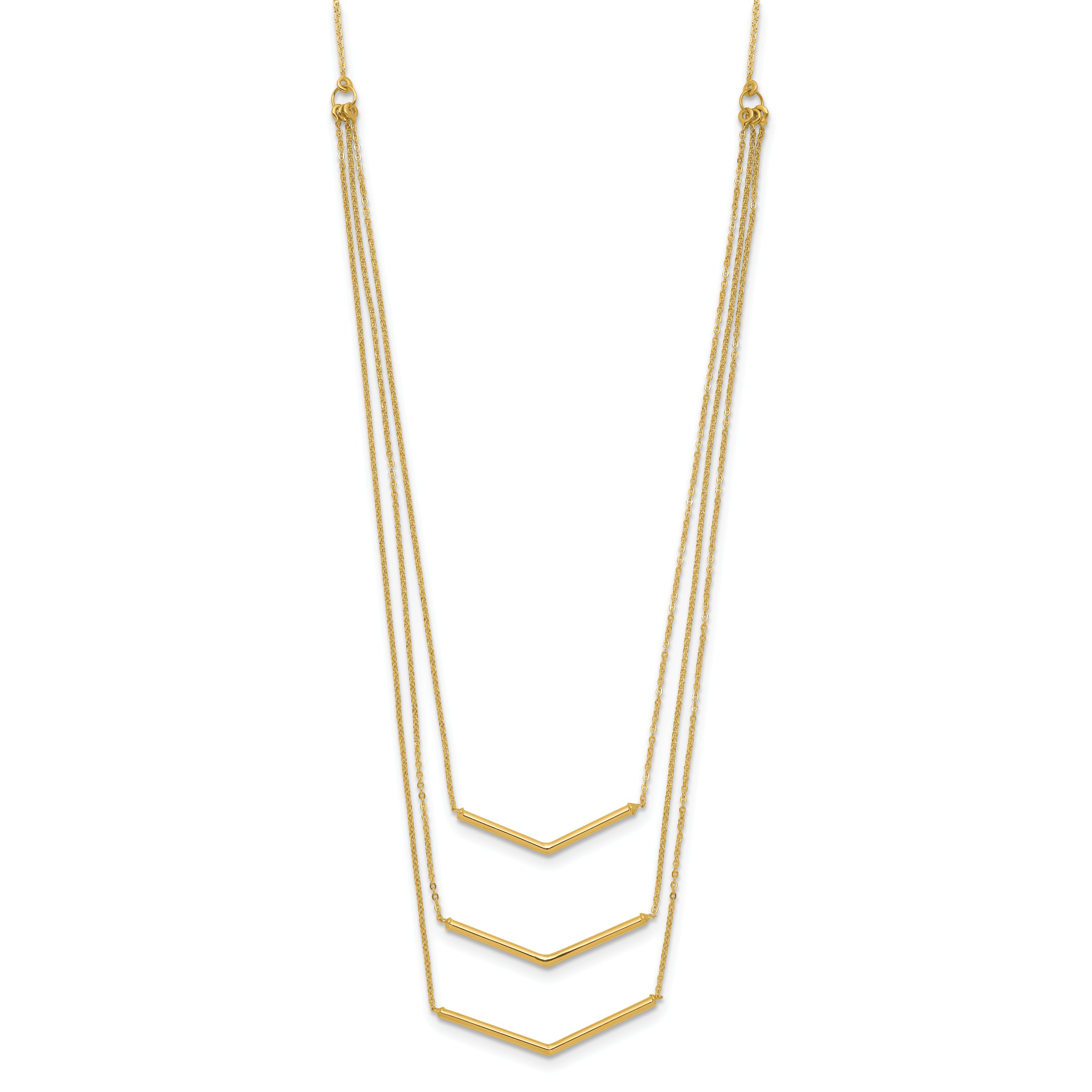14K Gold Multi-Strand Bar Necklace with Adjustable Polished Elegance