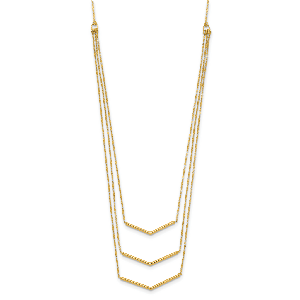 14K Gold Multi-Strand Bar Necklace with Adjustable Polished Elegance