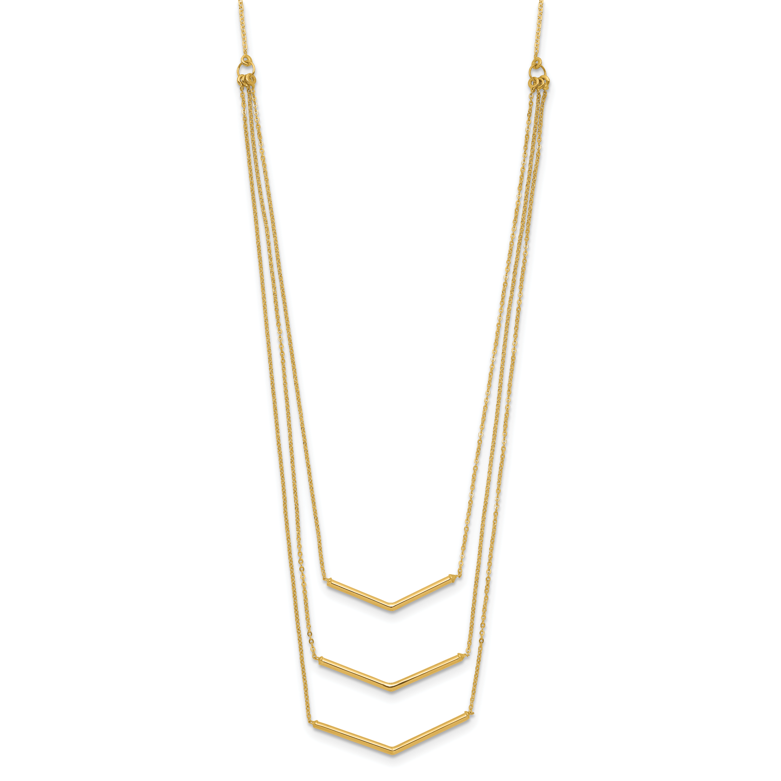 14K Gold Multi-Strand Bar Necklace with Adjustable Polished Elegance
