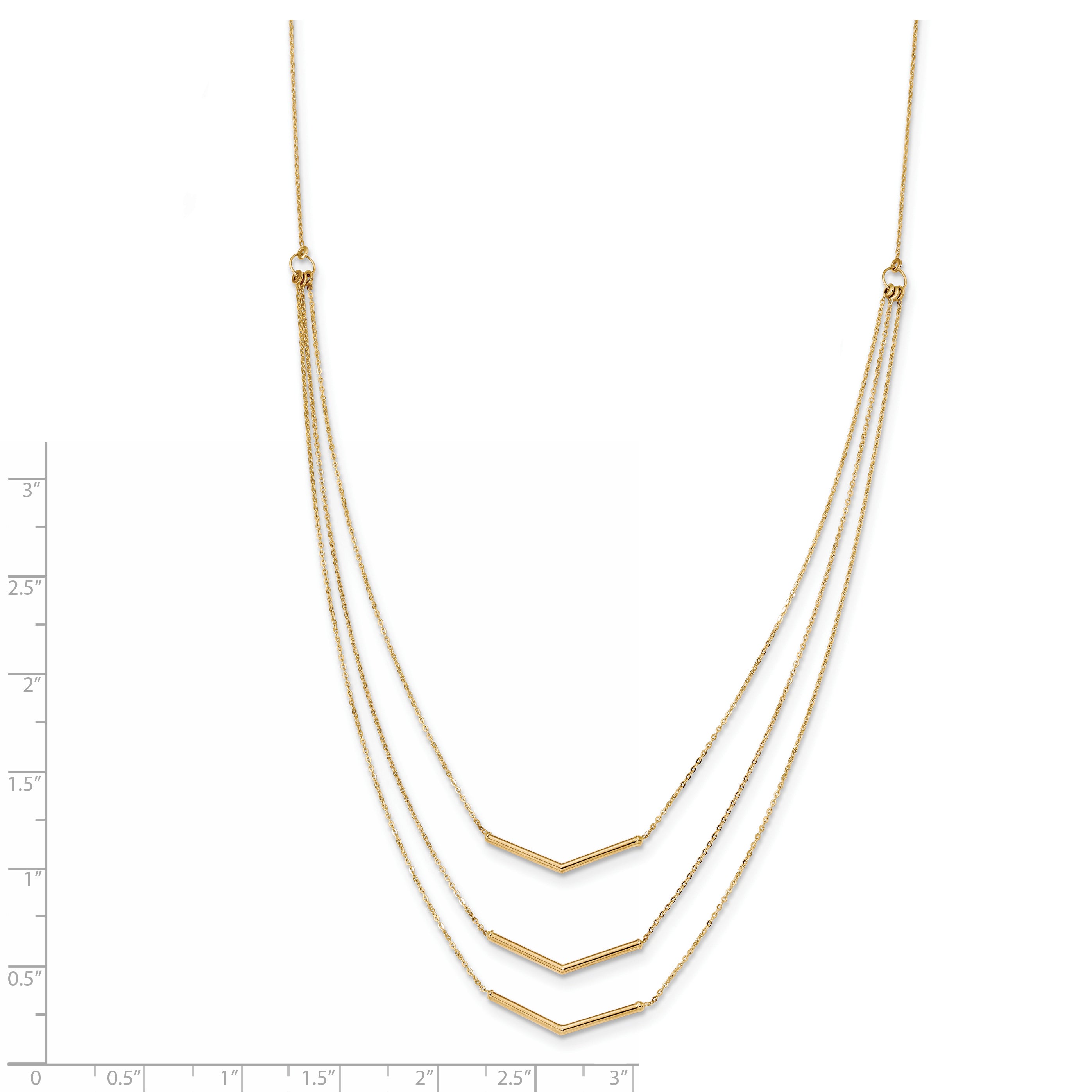 14K Gold Multi-Strand Bar Necklace with Adjustable Polished Elegance