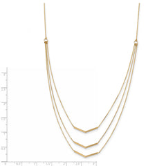 14k Polished 3 Strand w 2in Extension Drop Bar Necklace