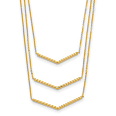 14k Polished 3 Strand w 2in Extension Drop Bar Necklace