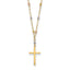 14k Tri-color Diamond-cut Beaded Polished Cross Necklace