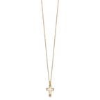 14K Gold CZ Cross Necklace with Polished Finish and Elegant Chain