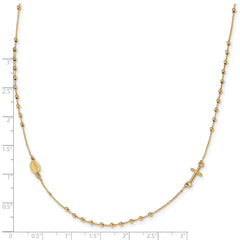 14k Polished Cross Rosary 16 inch Necklace