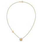 14K Gold Rhodium-Plated Angel & Cross Necklace with Diamond-Cut Elegance