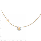14K Gold Rhodium-Plated Angel & Cross Necklace with Diamond-Cut Elegance