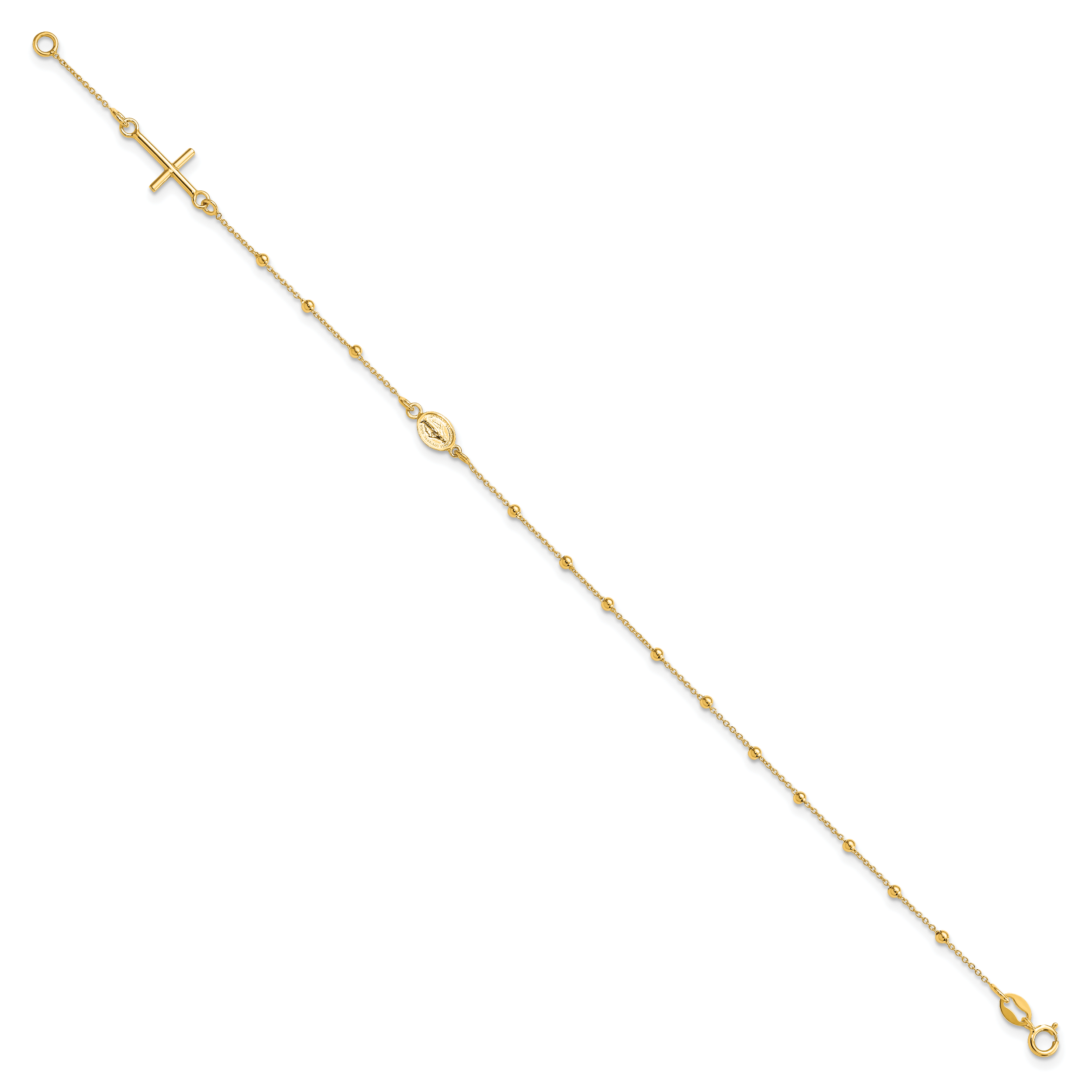 Cross & Miraculous Medal Rosary Bracelet in 14K Yellow Gold Secondary image