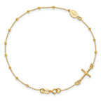 Cross & Miraculous Medal Rosary Bracelet in 14K Yellow Gold