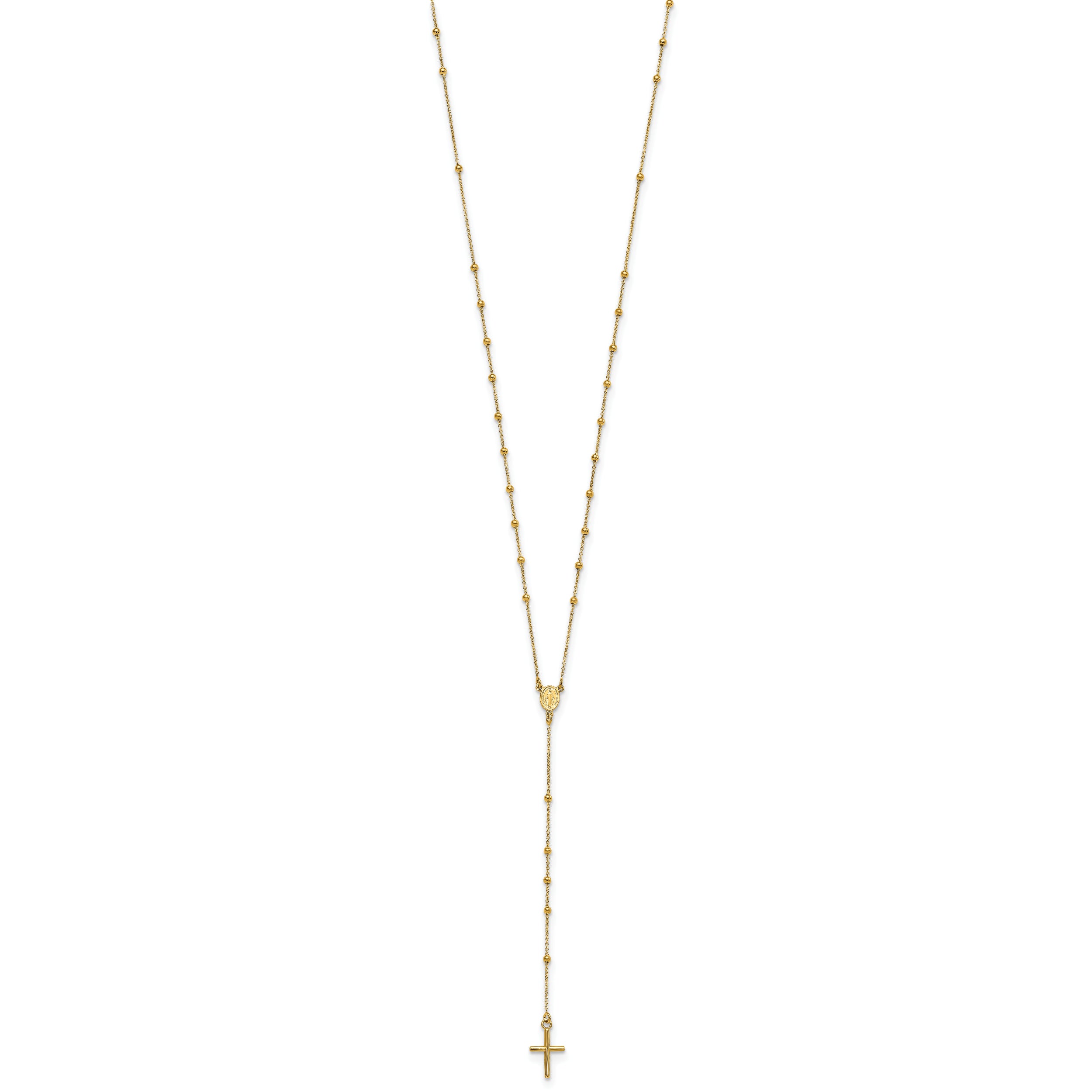 Sophia Jewelers 14K Gold Polished Rosary Necklace 24 Elegant Design