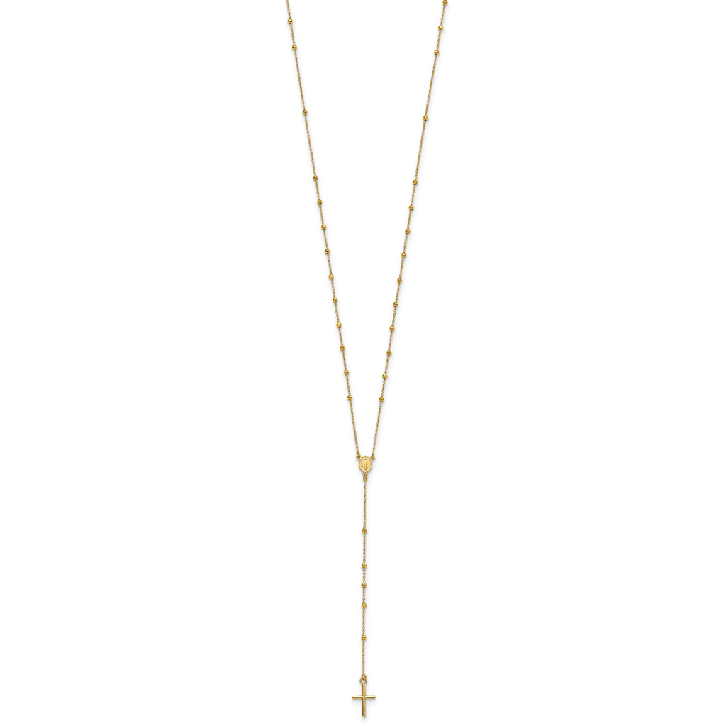 Sophia Jewelers 14K Gold Polished Rosary Necklace 24 Elegant Design