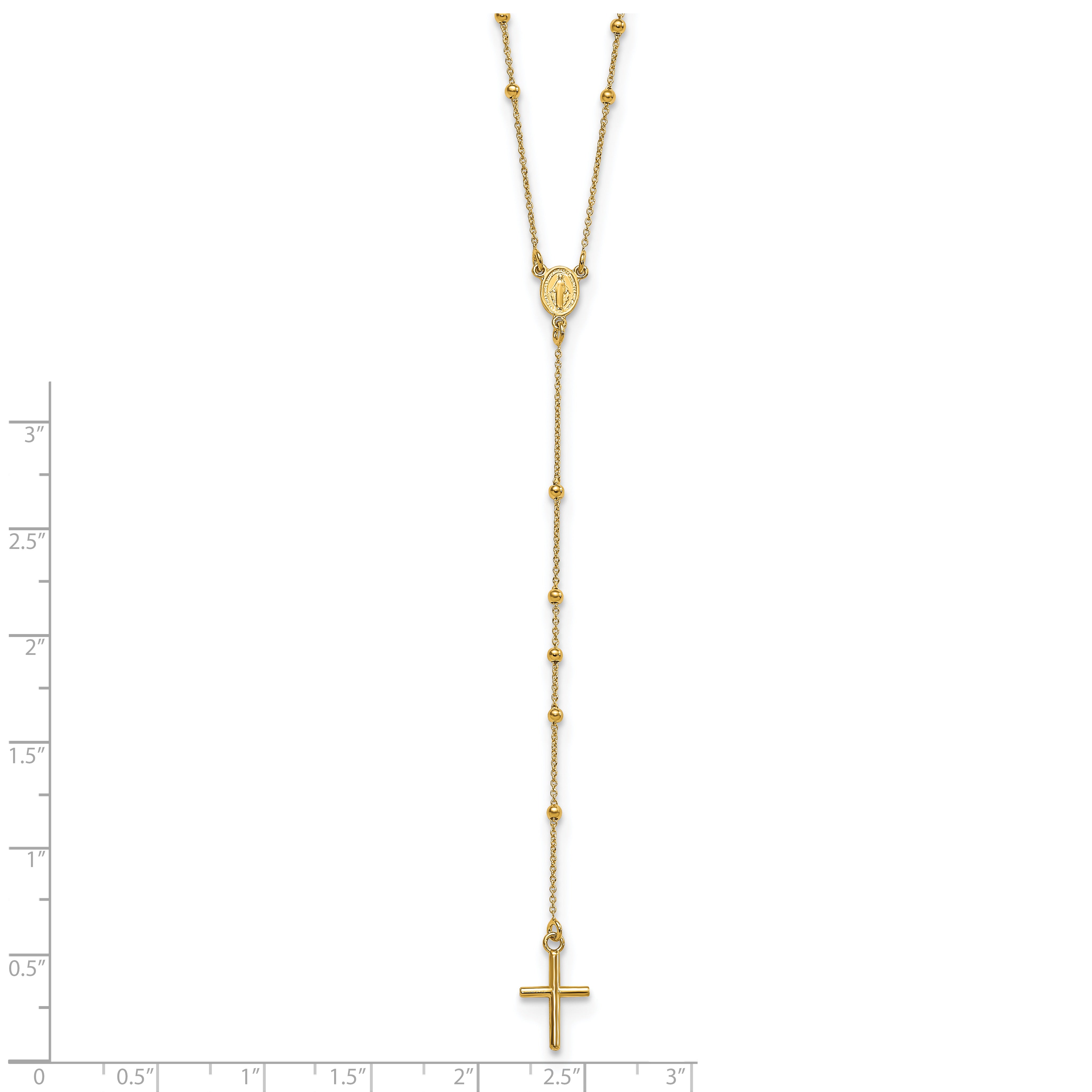 14k Polished Rosary 24 inch Necklace