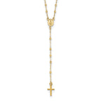 14k Gold Polished & D/C w/3in ext. Rosary Necklace