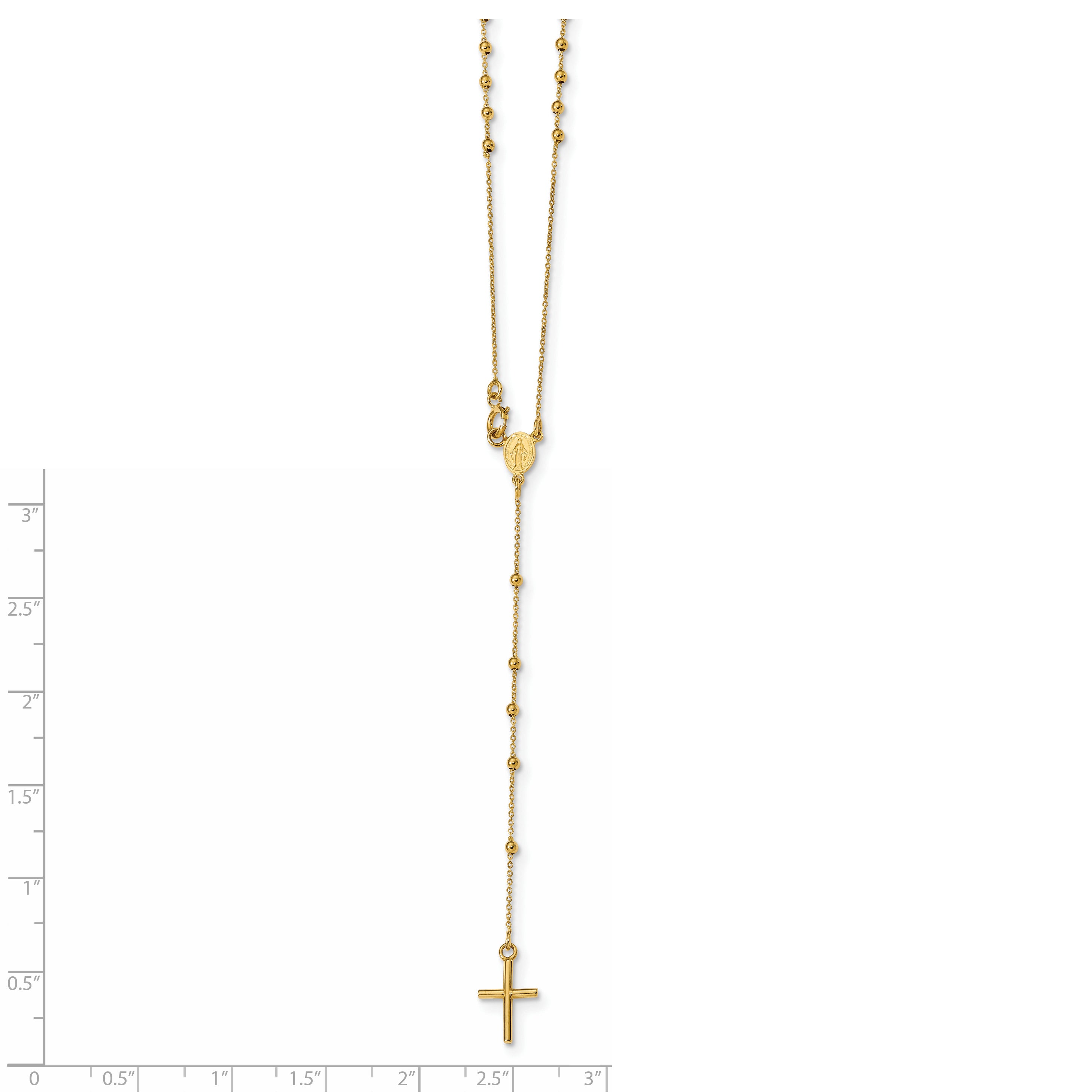Sophia Jewelers 14K Gold Polished Beaded Rosary Necklace for Women
