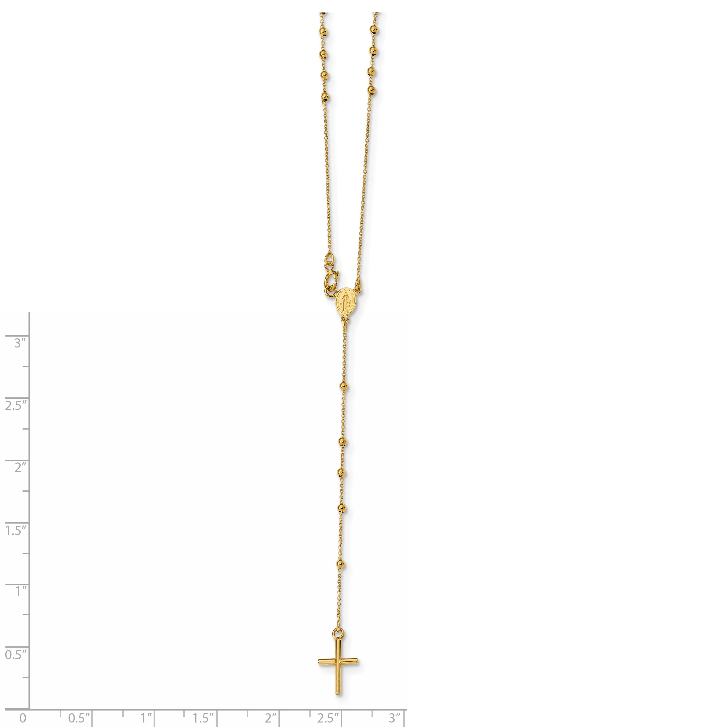 14k Polished Beaded Rosary 16.5 inch Necklace