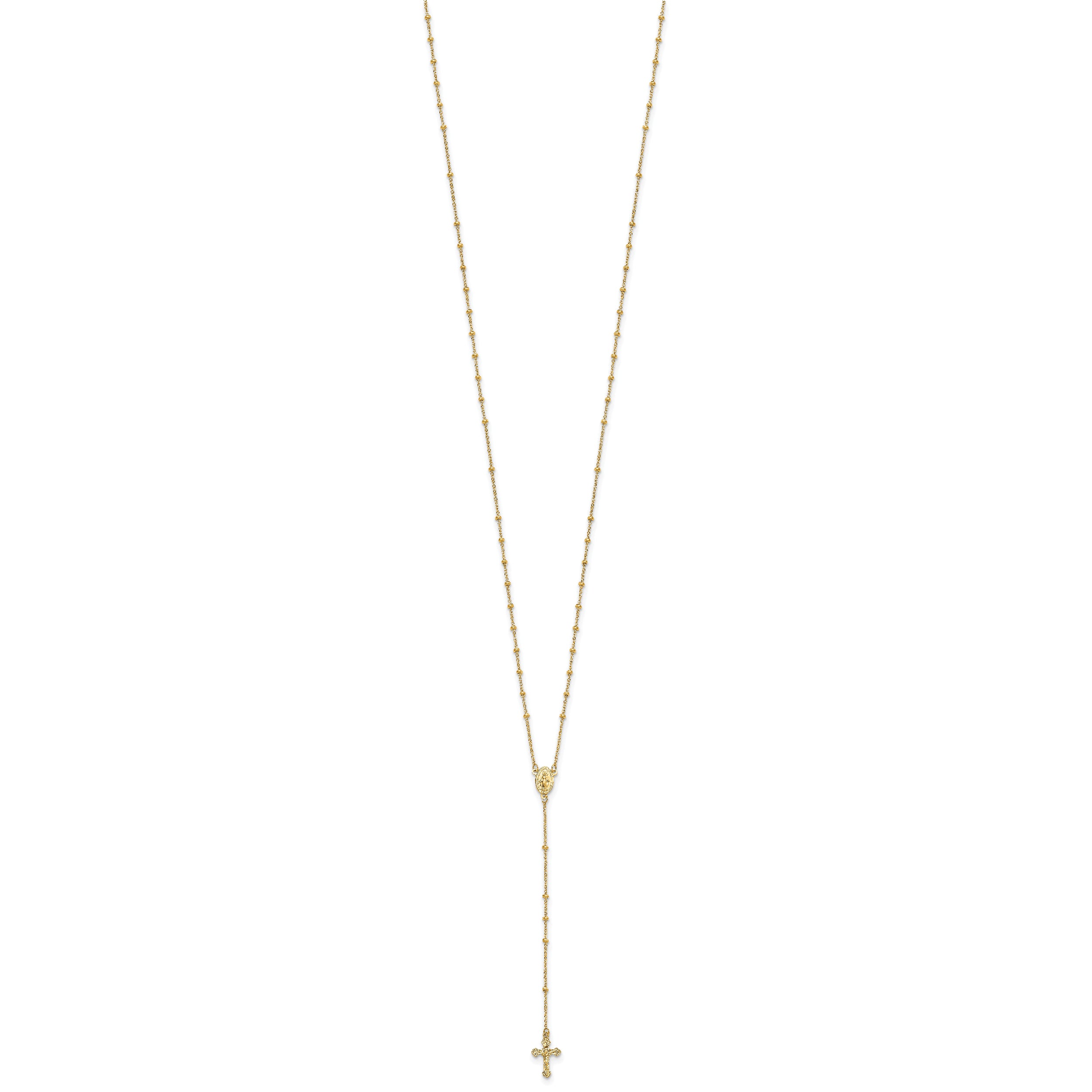 Sophia Jewelers 14K Gold Polished Beaded Rosary Necklace Unisex 19.5