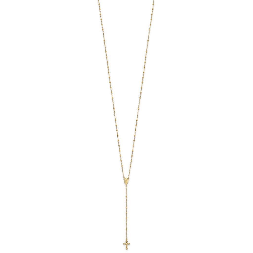 Sophia Jewelers 14K Gold Polished Beaded Rosary Necklace Unisex 19.5