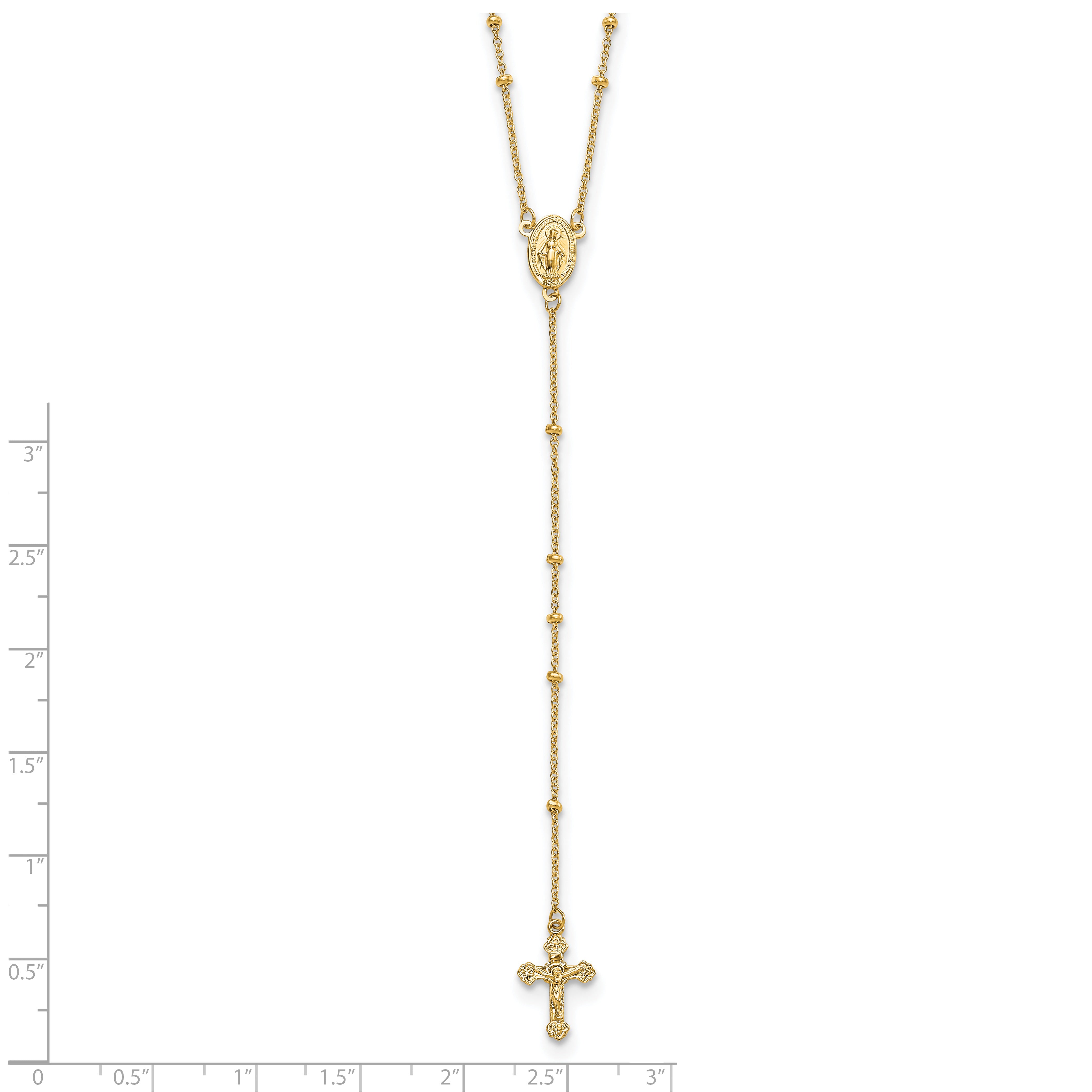 Sophia Jewelers 14K Gold Polished Beaded Rosary Necklace Unisex 19.5