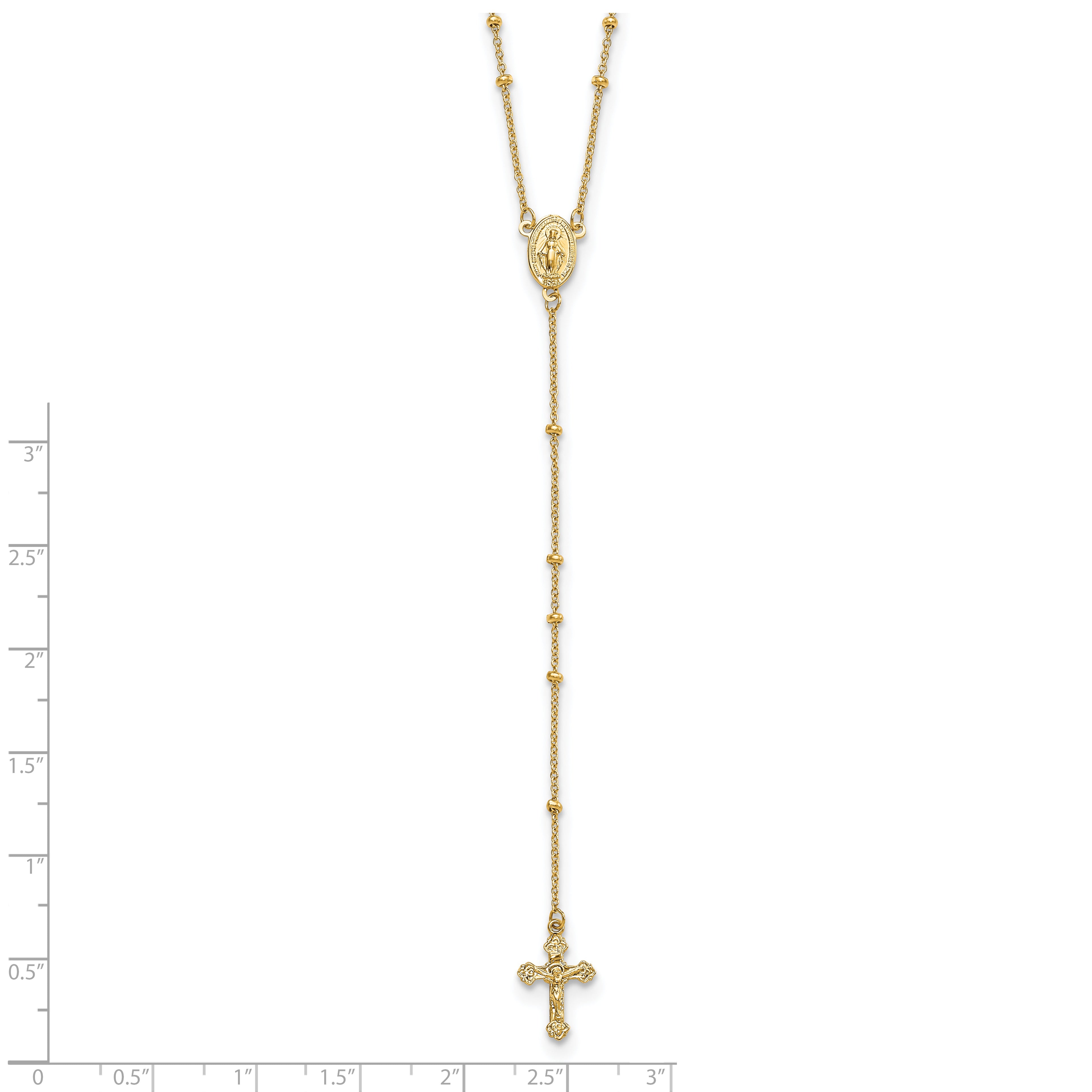 Sophia Jewelers 14K Gold Polished Beaded Rosary Necklace Unisex 19.5