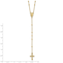 Sophia Jewelers 14K Gold Polished Beaded Rosary Necklace Unisex 19.5