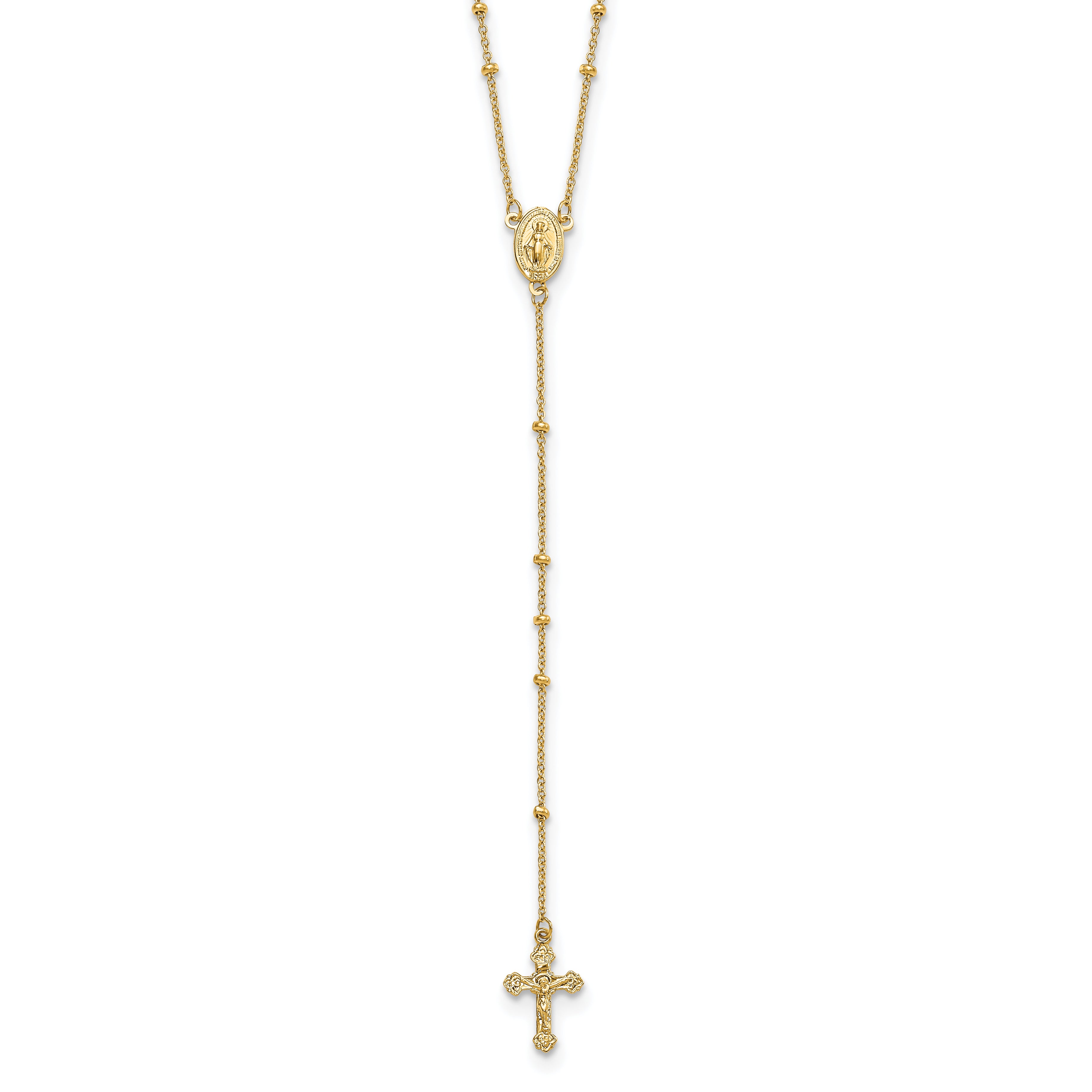 14k Polished 2mm Beaded Rosary Necklace Main image