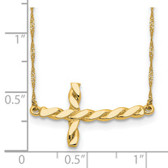 Sophia Jewelers 14K Gold Polished Twisted Cross Necklace 17 Elegant Rope Chain