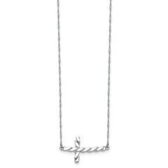 14K White Gold Polished Twisted Sideways Cross Necklace by Sophia Jewelers - 17