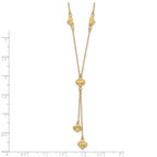 14K Gold Polished Diamond-Cut Puffed Heart Y-Necklace for Women