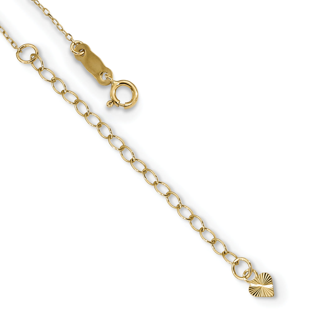 14K Gold Polished Cross & Heart Necklace with Extender Elegant Women's Jewelry