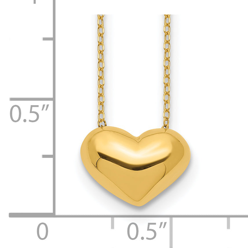 Puffed Heart Necklace in 14K Yellow Gold