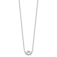 Sophia Jewelers 14K White Gold Claddagh Necklace with Polished Rhodium Finish