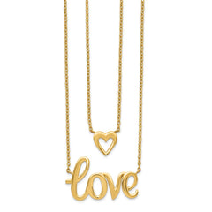 14K Gold 2-strand Love & Heart Necklace