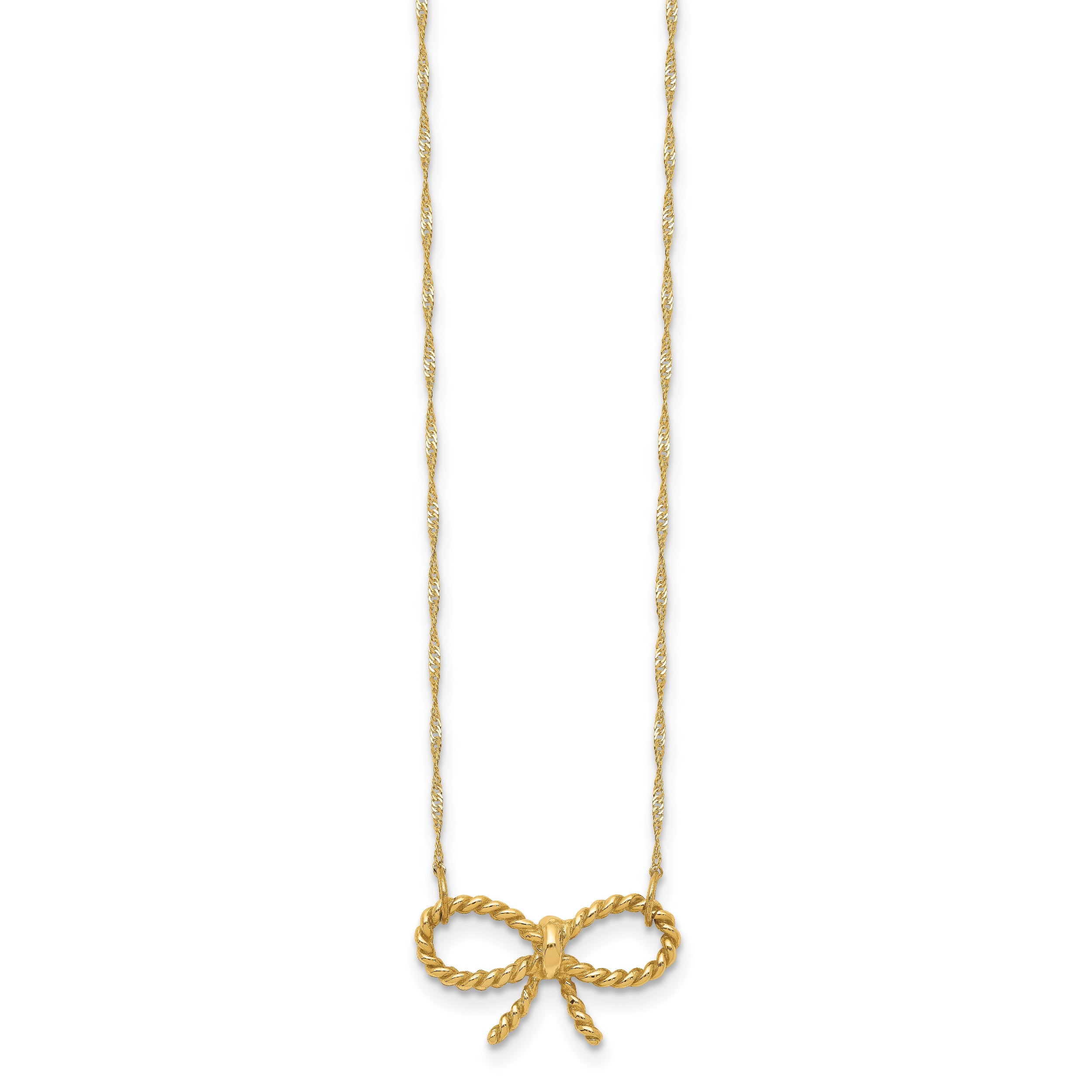 14k Polished Bow 16.5 inch Necklace