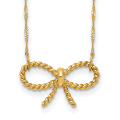 14k Polished Bow 16.5 inch Necklace