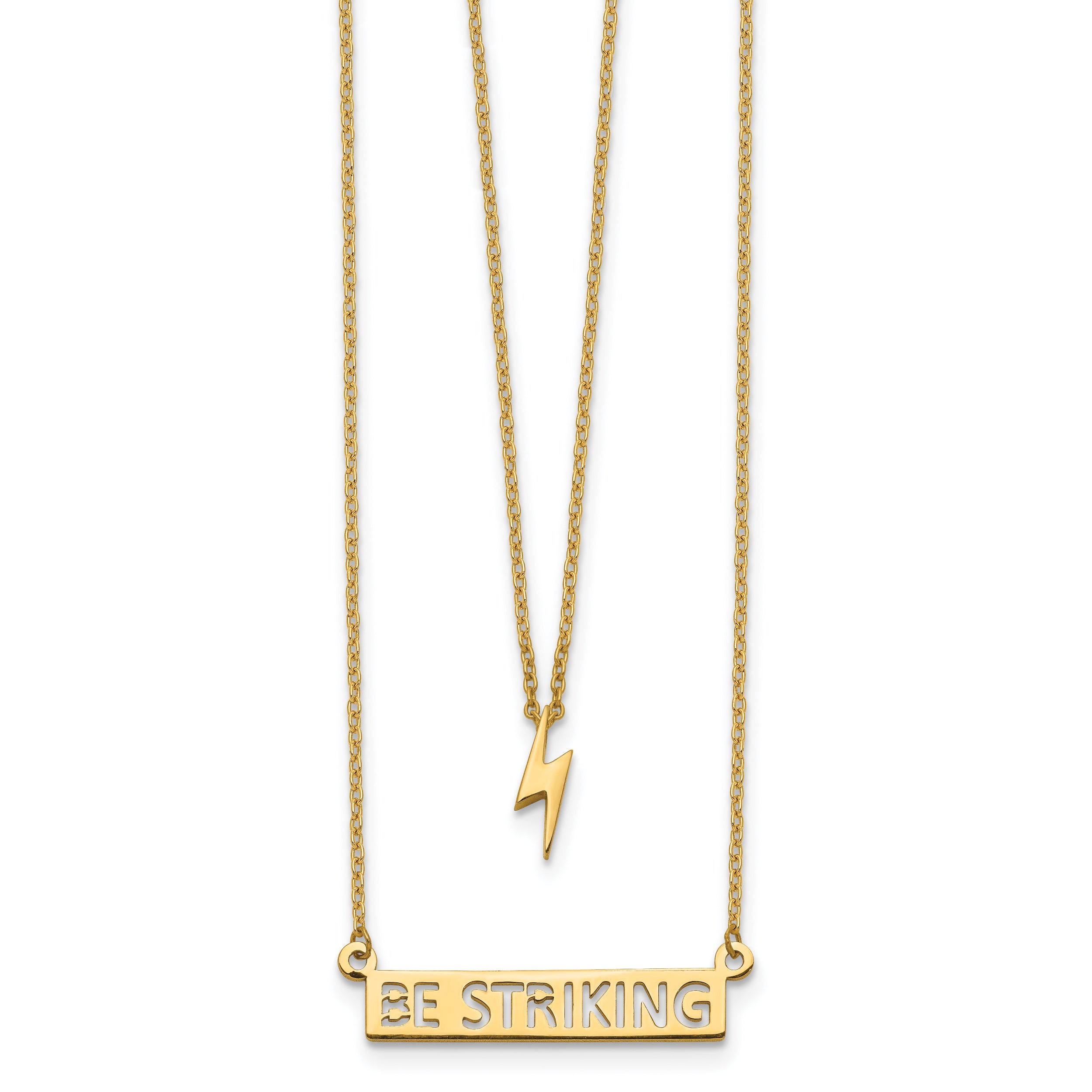 14K Gold Two-Strand Lightning Necklace with Polished Finish